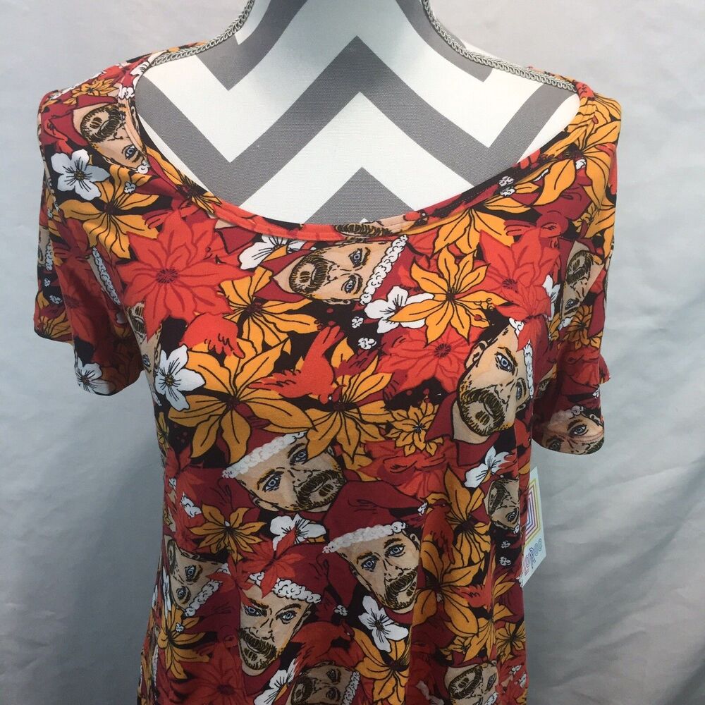 Lularoe Classic T Shirt Top Santa Man Poinsettia Floral New Christmas Small H4